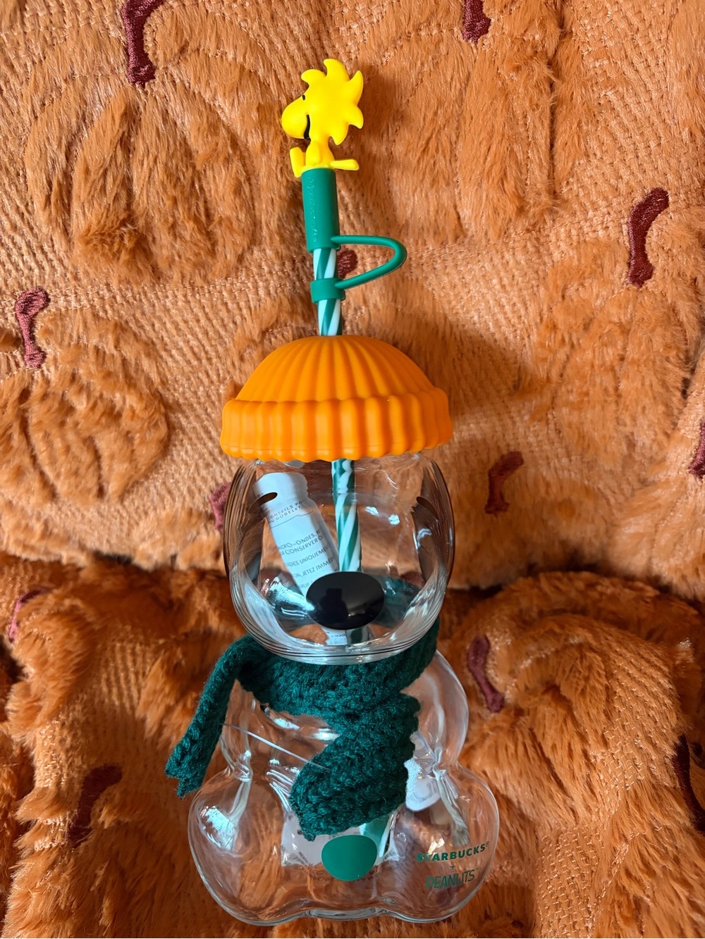 Starbucks x Peanuts Snoopy Glass Cup with Woodstock Straw